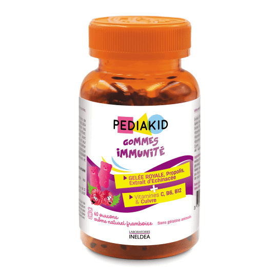 PEDIAKID Gommes Immunité – 60 oursons goût framboise