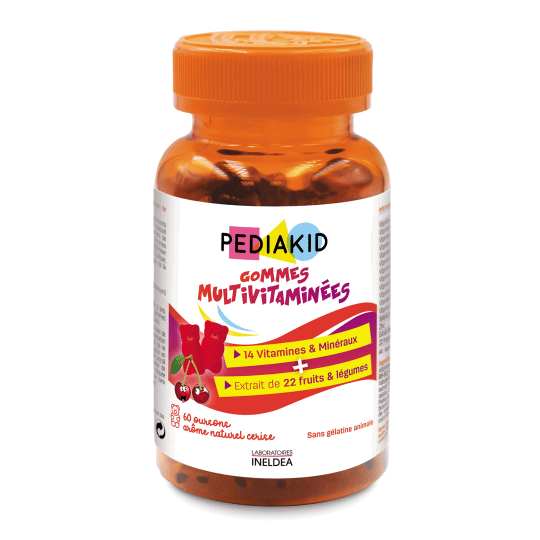 PEDIAKID Gommes Multivitaminées – 60 oursons goût cerise
