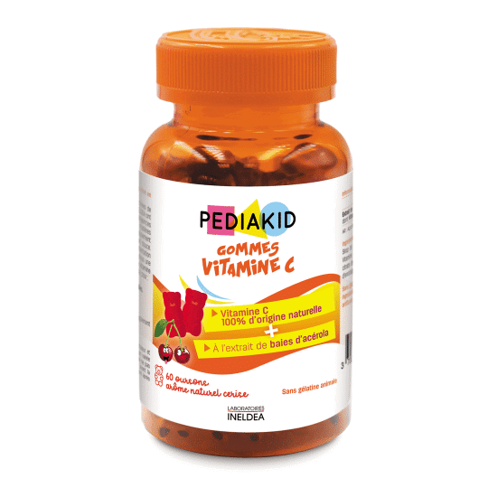 PEDIAKID Gommes Vitamine C – 60 oursons goût cerise
