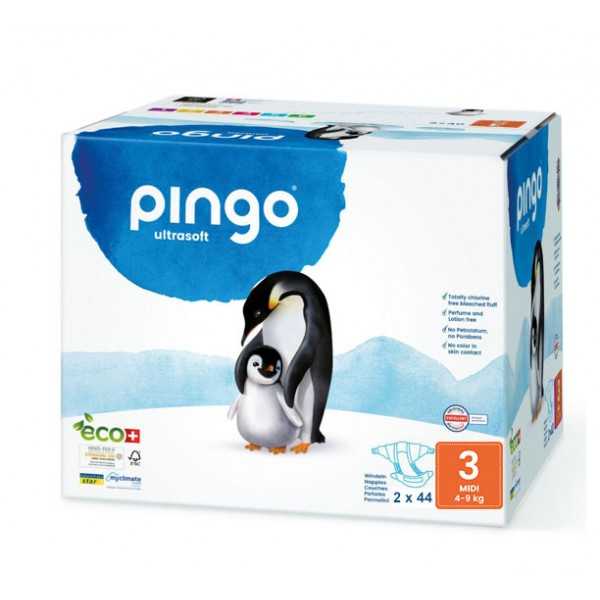 Pingo – Couches Écologiques Jumbo Taille 3 (4-9KG) 2X44 COUCHES