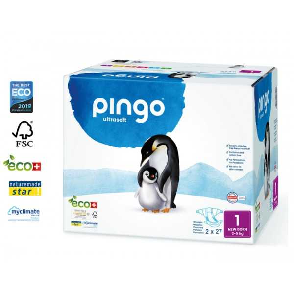 Pingo – Couches Écologiques Jumbo Taille1 (2-5 KG) 2X27 COUCHES