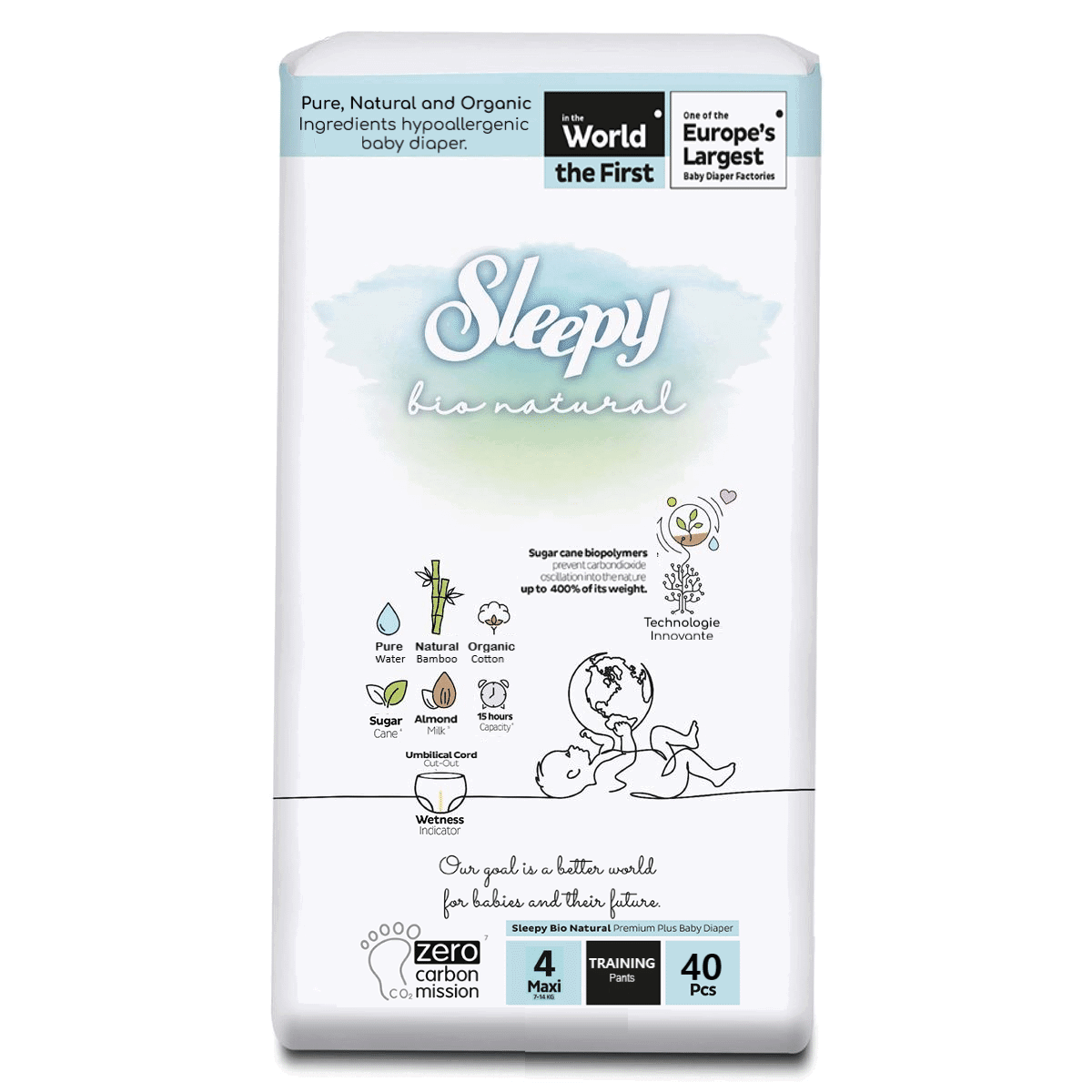 Sleepy BIO Natural Culottes Double Jumbo Maxi Taille 4 – 7-14 kg – 48u