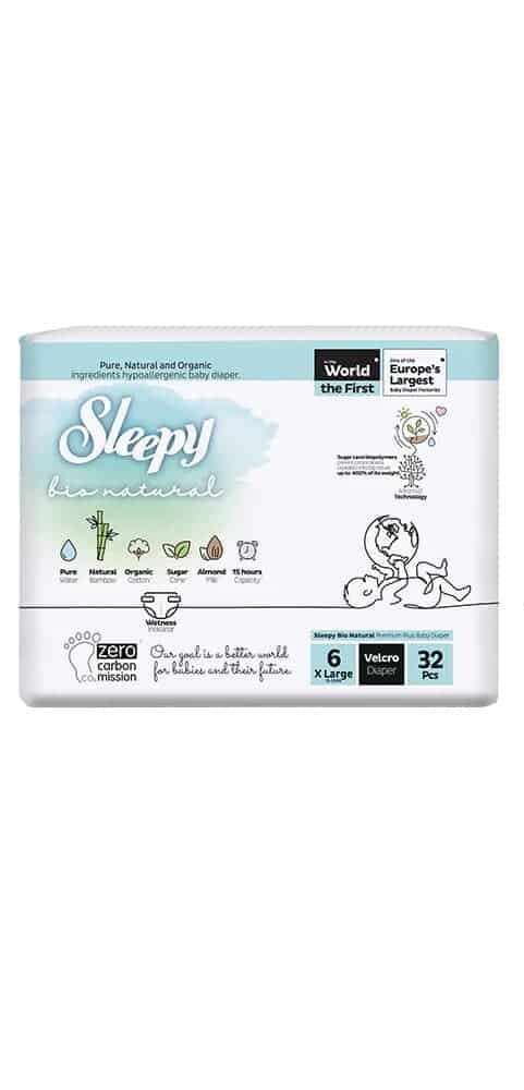 Sleepy BIO Couches natural Double Jumbo XL Taille 6, 15-25KG – 32 u