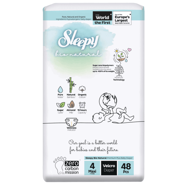 Pack X 3 Sleepy Couches BIO natural Jumbo Taille 4 – 7-14KG – 48 Unités