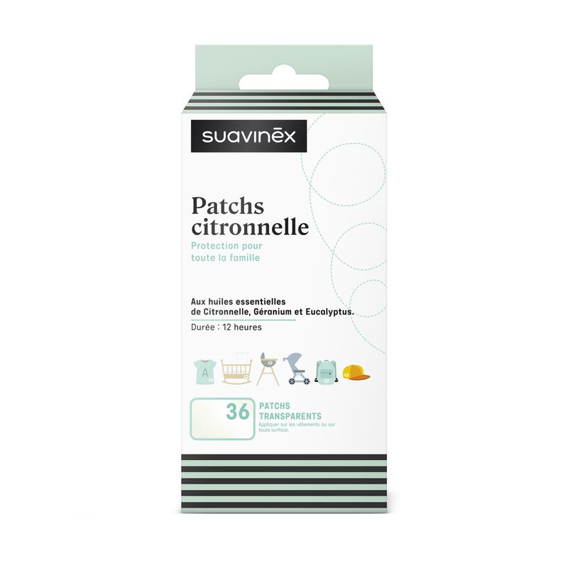 Suavinex Pack de 36 patchs anti-moustiques citronnelle transparents