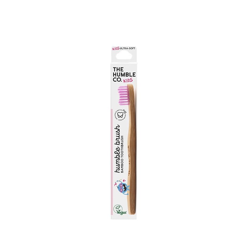 The Humble Co – Brosse à dents multicolores en bambou pour enfants – Rose