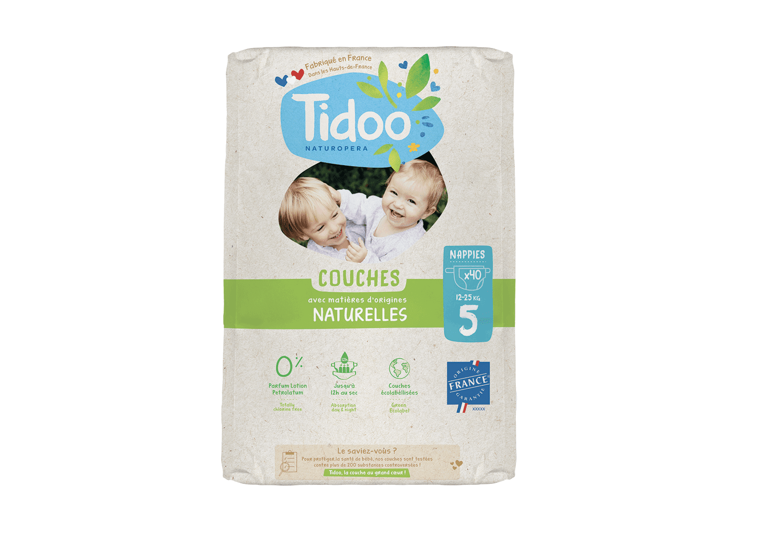 Tidoo Couches Écologiques Taille 5+ 12-25kg 40un