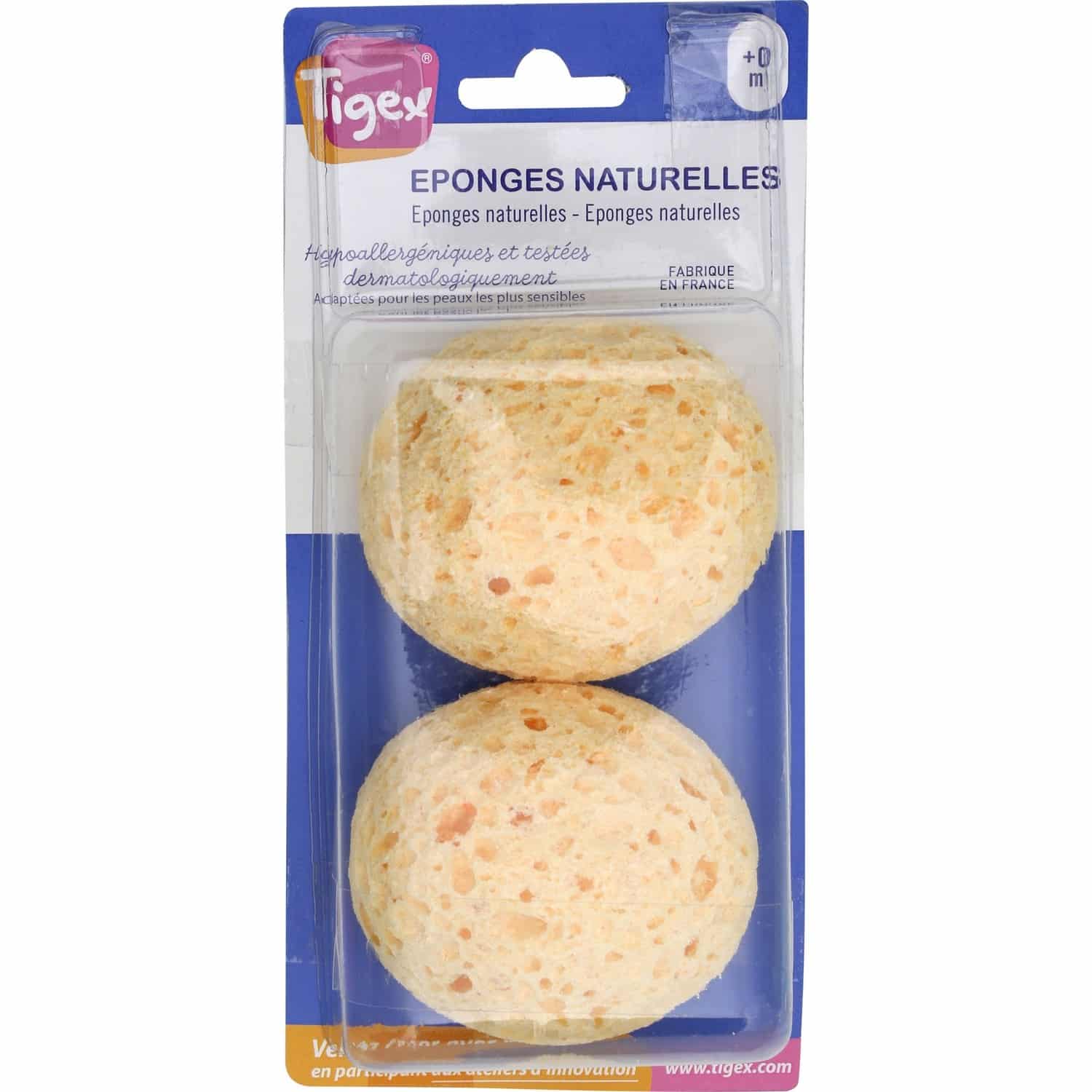 Tigex Lot de 2 Éponges naturelles pour bébé