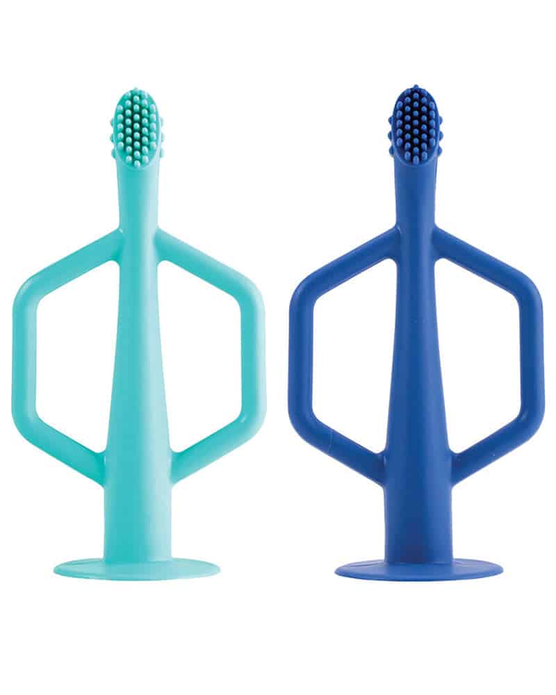 Tiny Twinkle Brosse à dent en Silicone 6M+ – Bleu & Vert