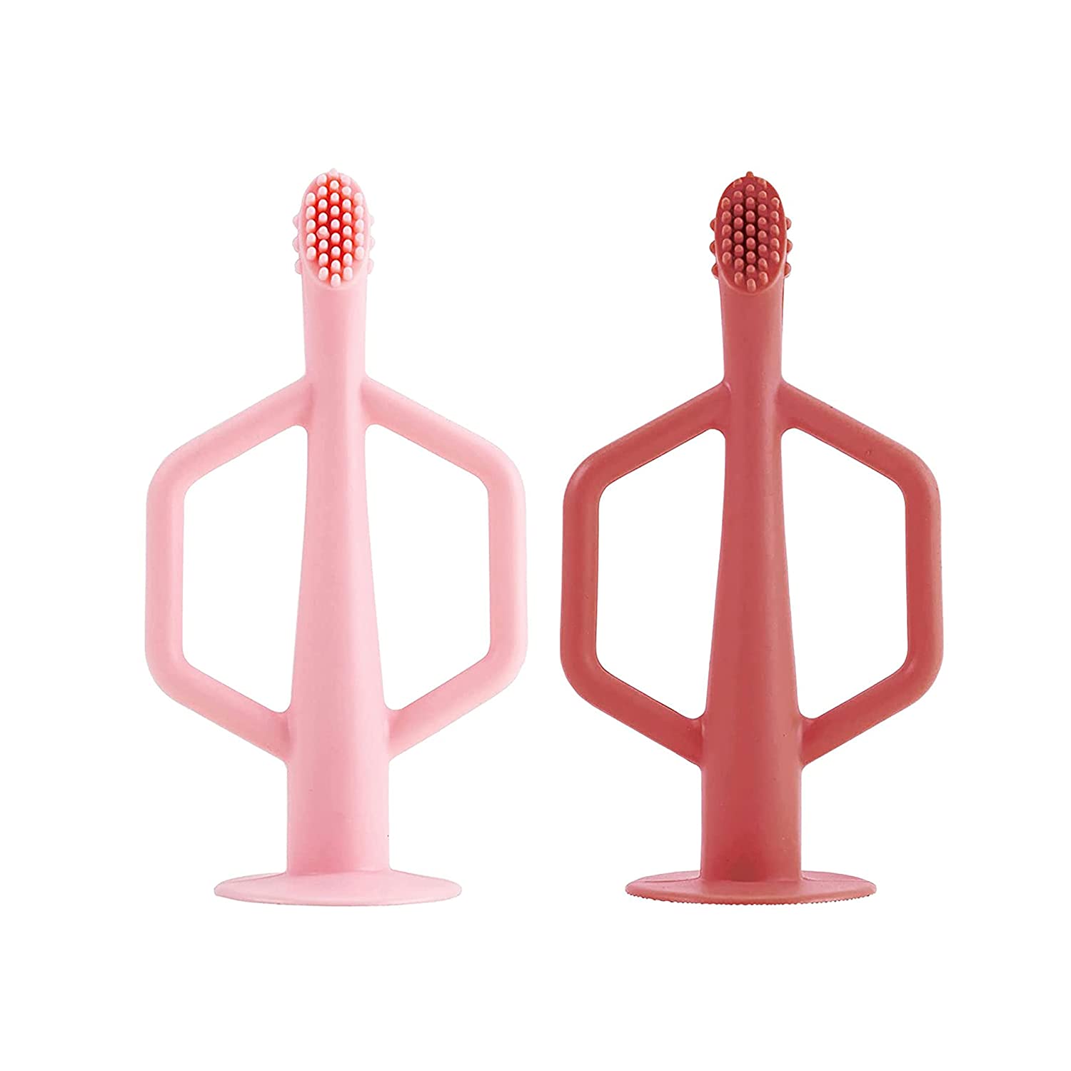 Tiny Twinkle Brosse à dent en Silicone 6M+ – Rose & Bordeaux