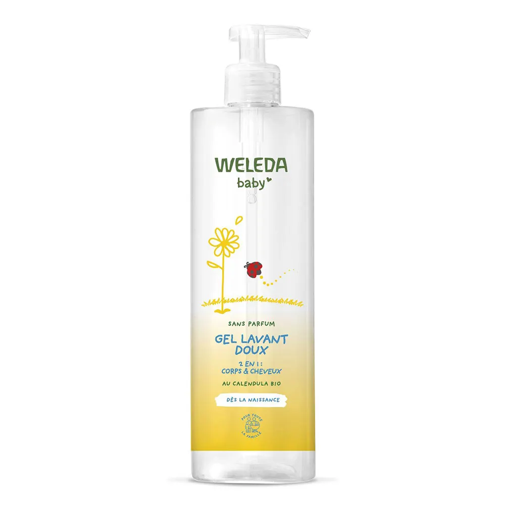Weleda Gel Lavant Doux au Calendula Bio 400ml – 2 en 1 Corps & Cheveux