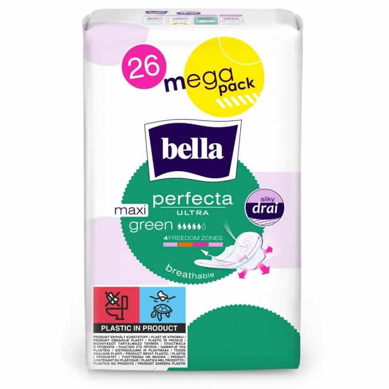 Bella Perfecta Serviettes ultra maxi vertes – 26 unités