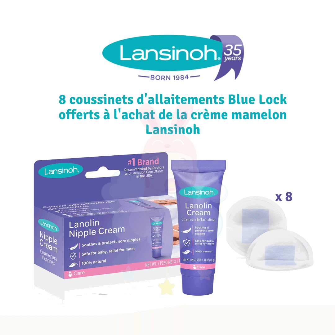 Lansinoh Crème Mamelons Lanoline 40ml + 8 coussinets d’allaitement offerts