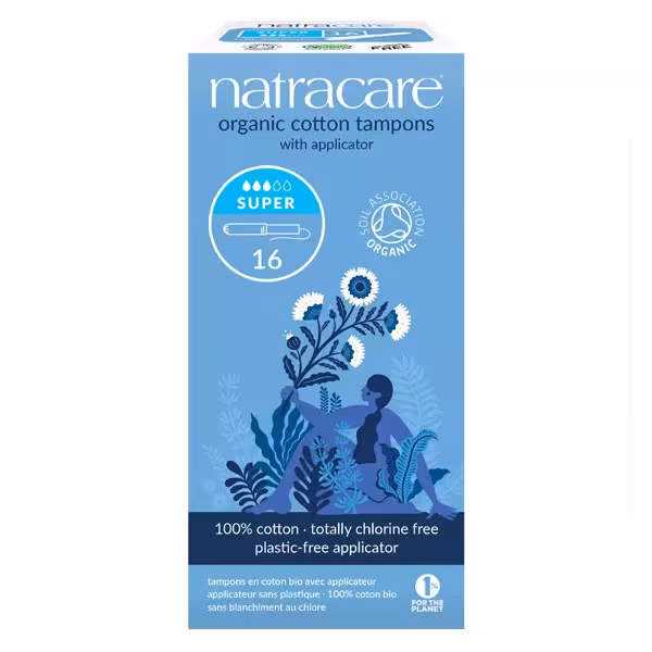 Tampons Natracare avec applicateur Super – 16 unités