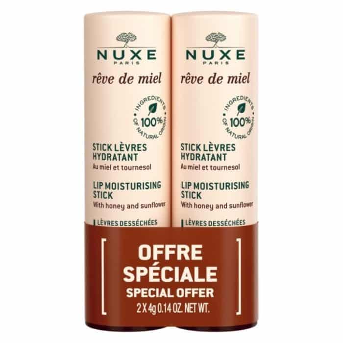 NUXE Rêve de Miel – Stick Lèvres Hydratant Duo (2×4 g)