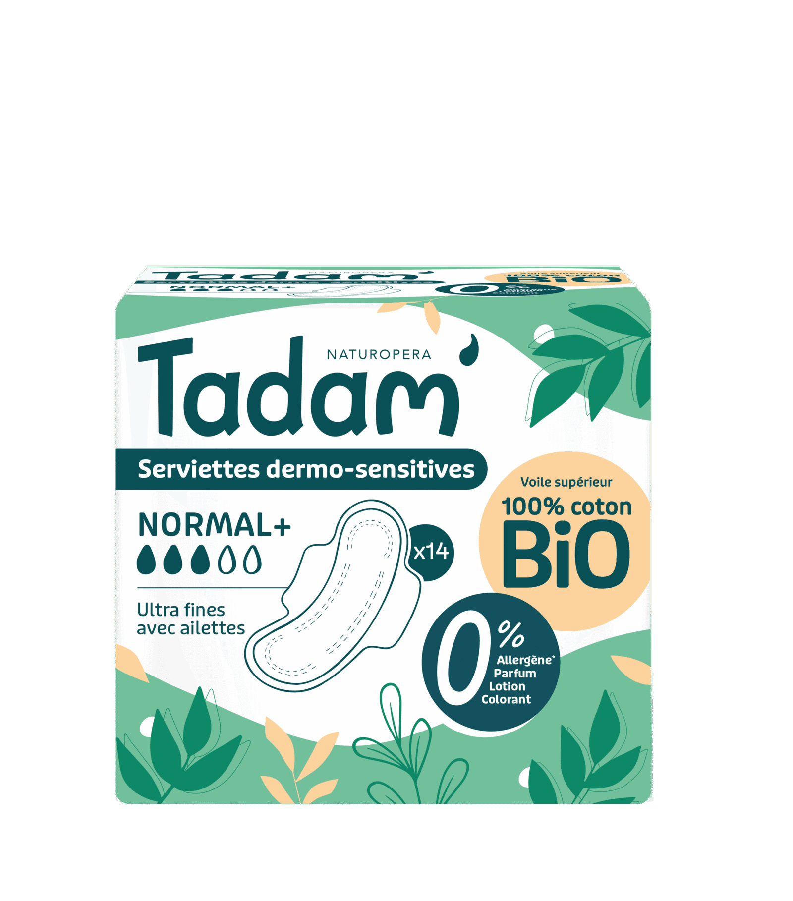 Tadam Serviettes hygiéniques sensitives 100% coton bio Normal+