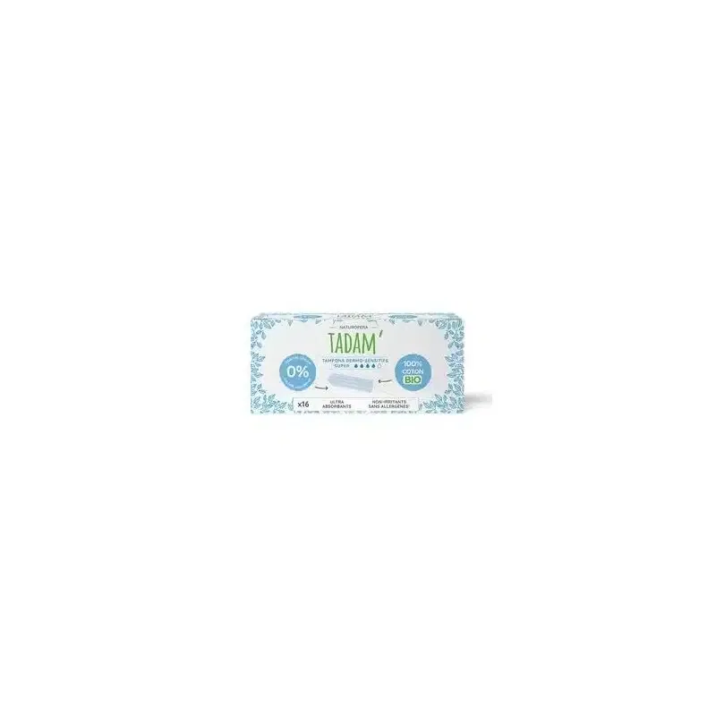 Tadam Tampons en coton bio sans applicateur dermo-sensitif ultra-absorbants Super