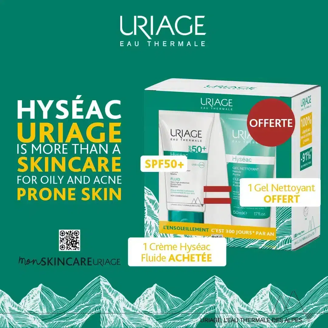 Uriage Hyséac Fluide Spf50+  Hyséac Gel Nettoyant 50 ml Offert
