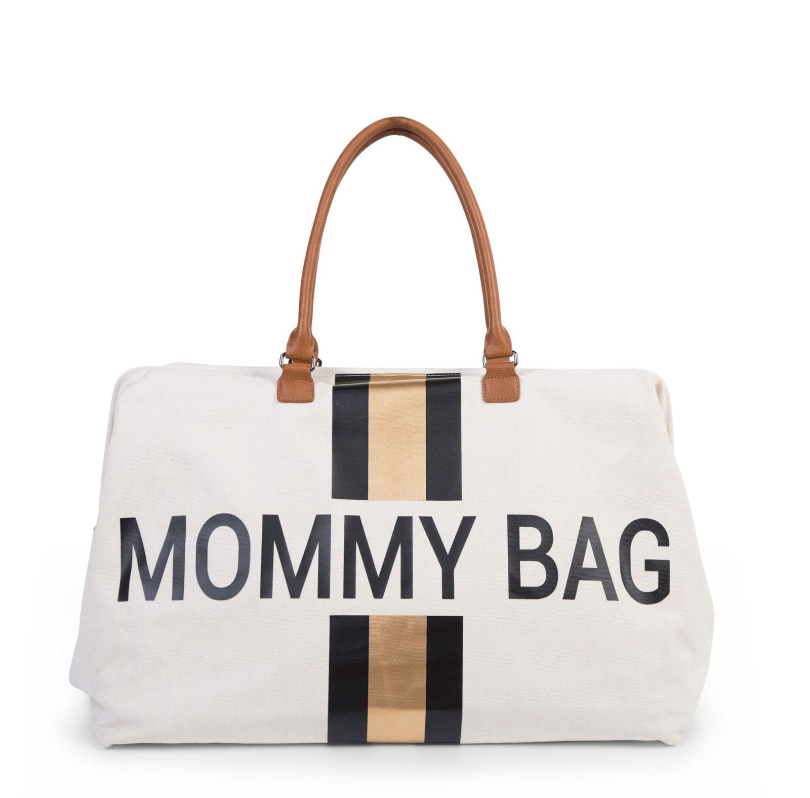 Mommy Bag Sac à langer Look Ecru Rayures Noir/Or