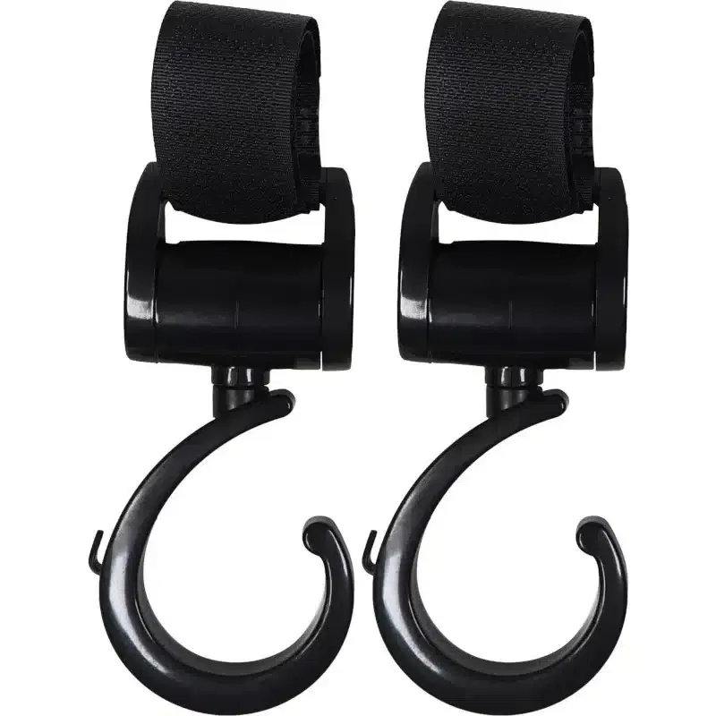 Ding Lot de 2 crochets pour poussette Noir