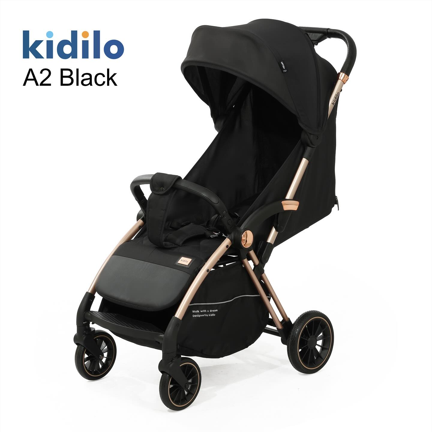 Kidilo Poussette A2 Confort et Élégance pour Bébé – Noir