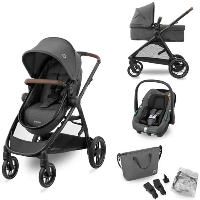 Maxi-Cosi Zelia S Trio Dark Grey – Poussette Trio 3-en-1 avec CabrioFix S i-Size