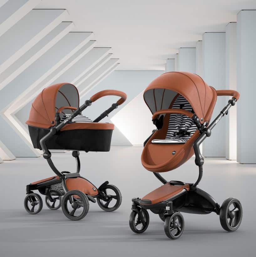 Mima Poussette Xari Camel / Châssis Noir / Starter Pack Noir et Blanc