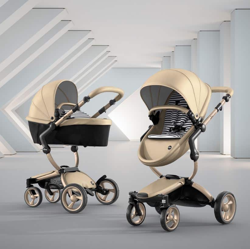 Mima Poussette Xari Champagne / Châssis Champagne / Starter Pack Blanc et Noir
