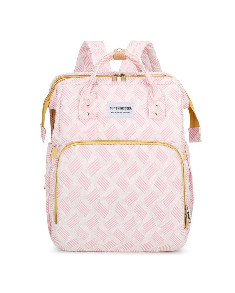 Sac à dos de Maternité avec Matelas à langer et chargement USB – Rose
