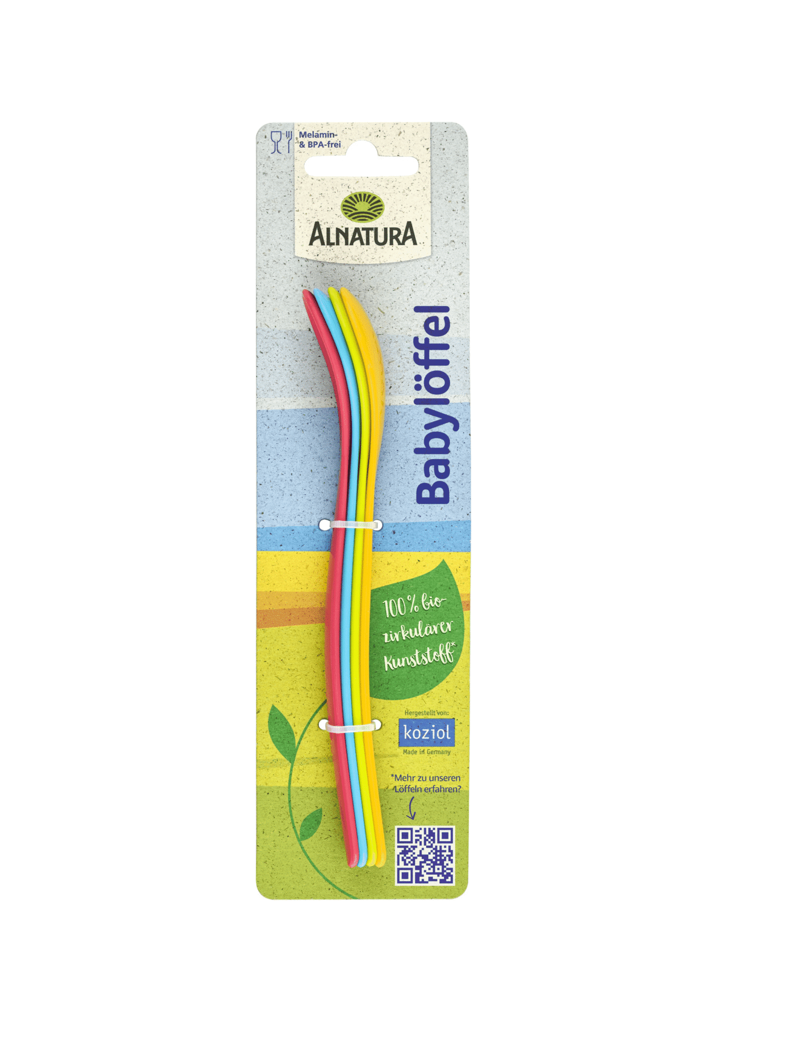 Alnatura Kit de Cuillères Courtes Colorées Mélangées 4 Pièces
