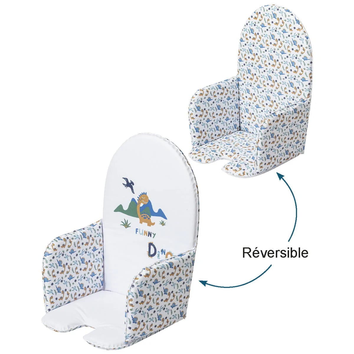 Babycalin Coussin de Chaise Universel Impérméable Réversible – Funny Dino