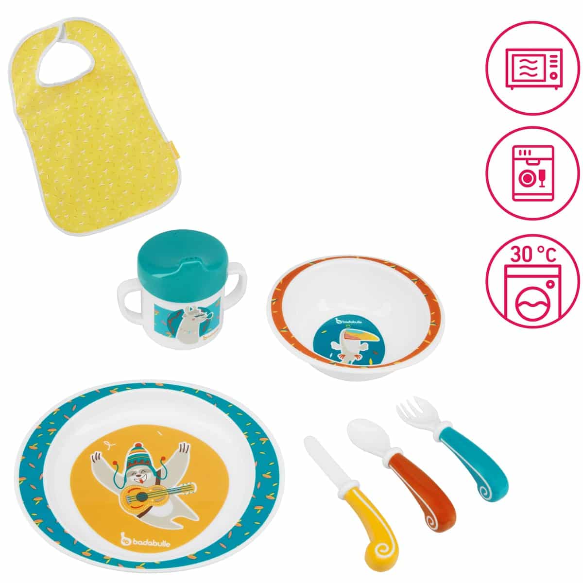 Badabulle Coffret Repas Yummy – Set Vaisselle 7 pièces