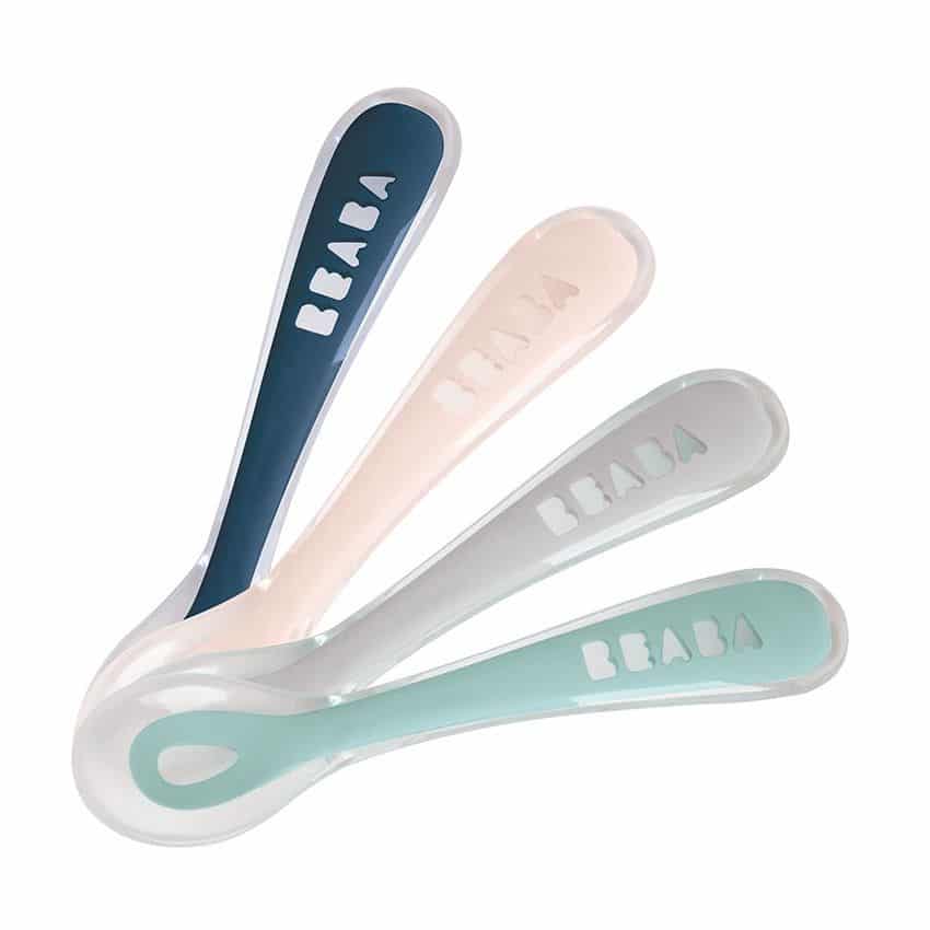 Beaba Lot de 4 cuillères 2ᵉ âge Silicone – Multicolore