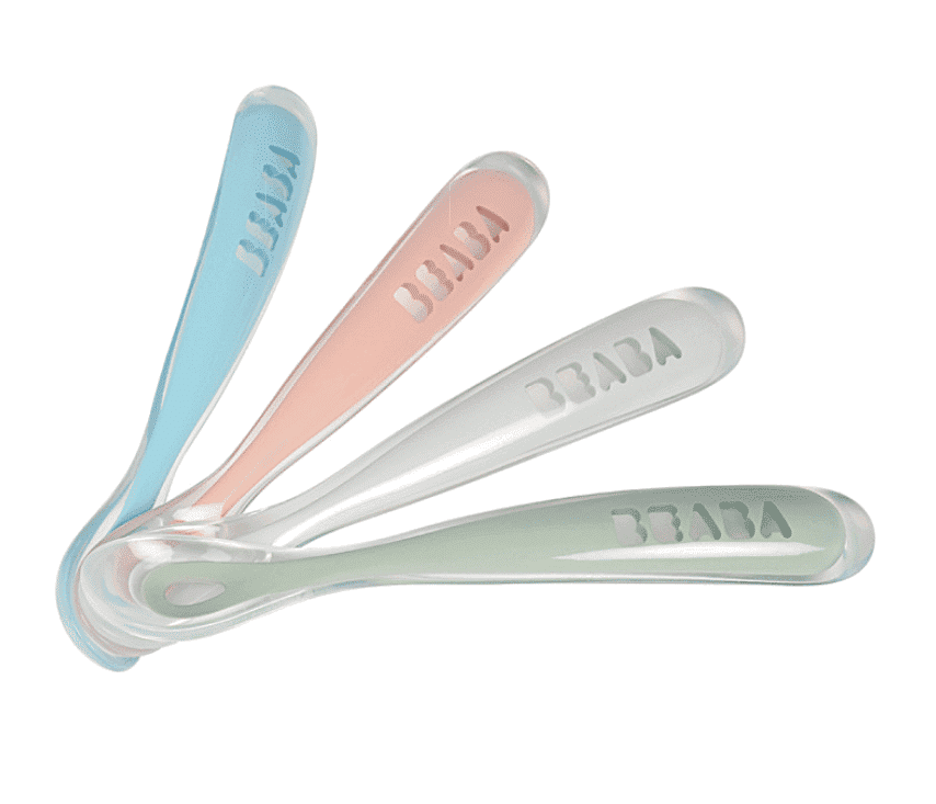 Beaba Lot de 4 Cuillères silicone 1er âge multicolore eucalyptus