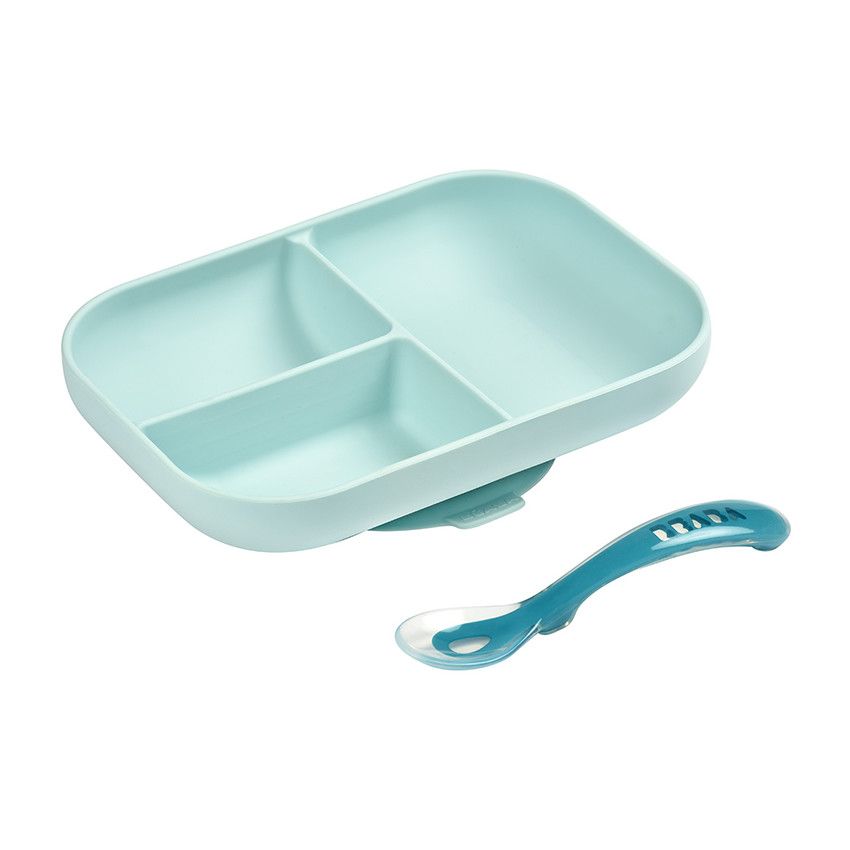 Beaba Repas Set Repas Silicone avec Ventouse Bleu