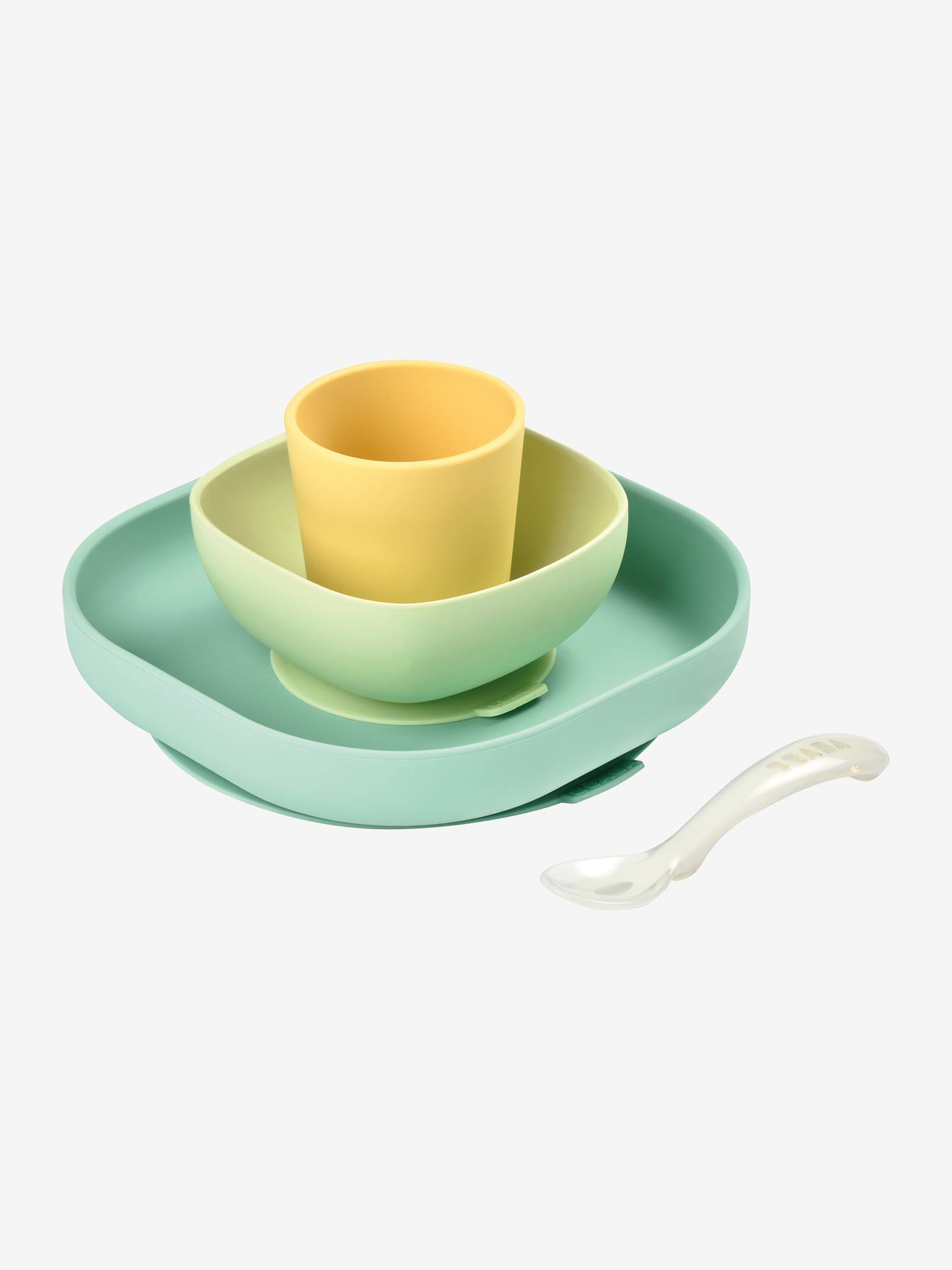 Beaba Set vaisselle 4 pièces silicone – Jaune