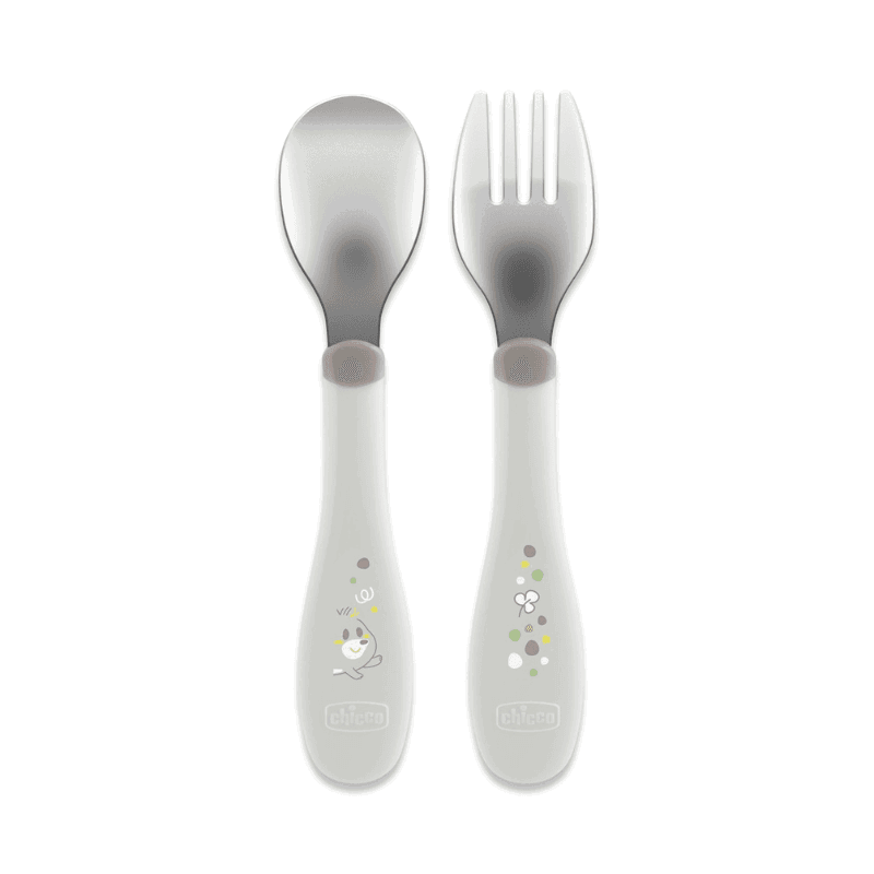 Chicco Set Cuillère et Fourchette Blanc 18m+