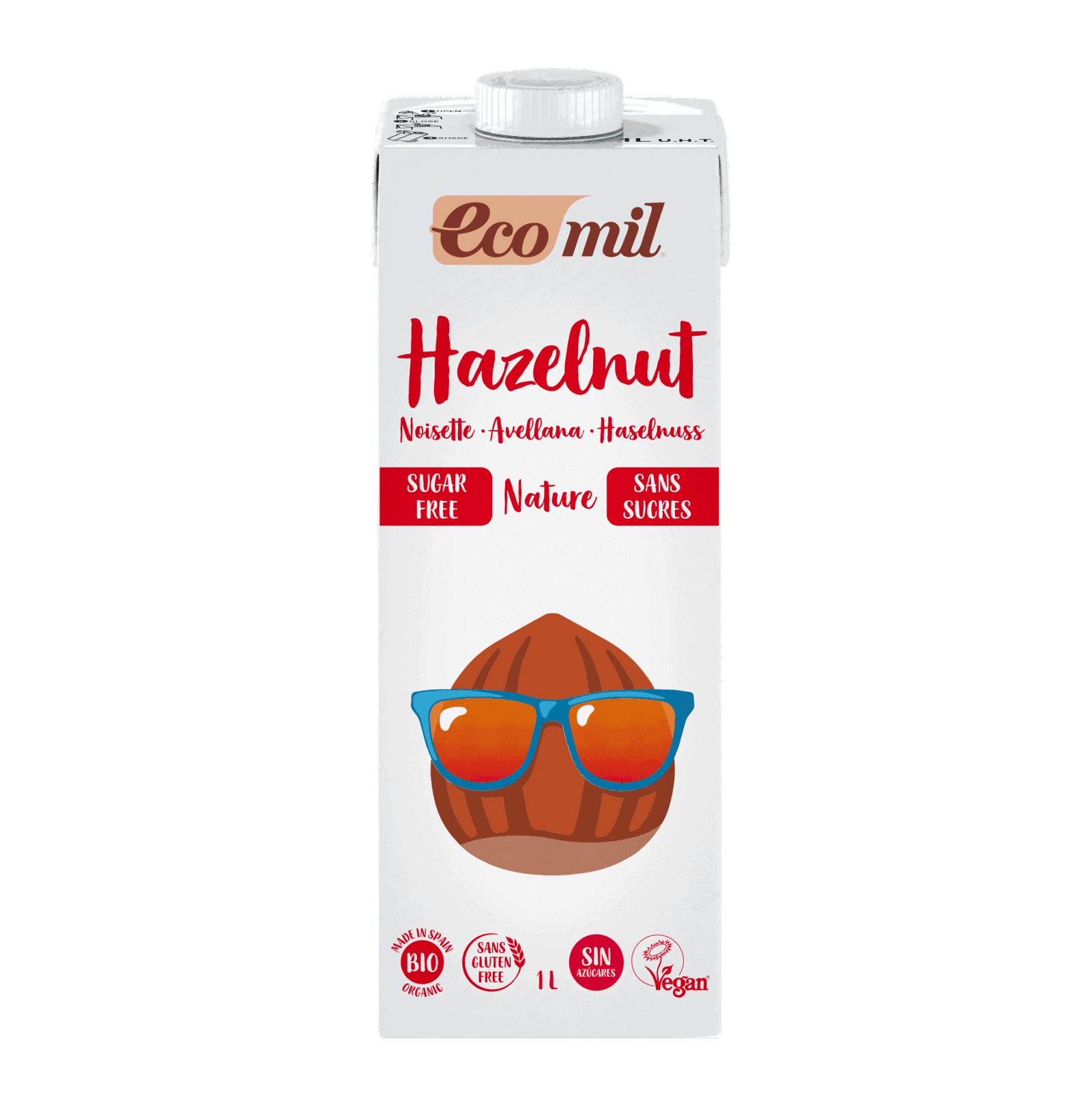Ecomil Boisson Noisettes Nature sans Sucres 1L
