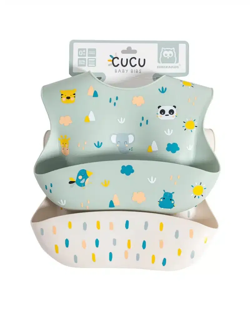 Eurekakids Cucu Set De 2 Bavoirs en silicone