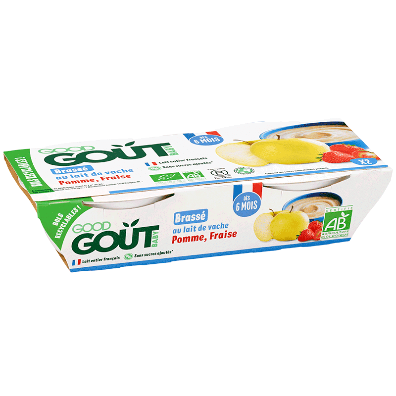 Good Goût Brassé au lait Pomme Fraise 2x100g – 8m+