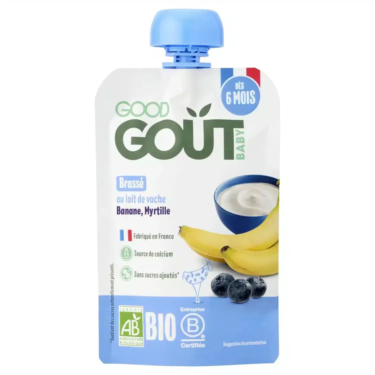 Good Goût Brassé Au Lait de Vache Banane et Myrtille Dès 6 Mois – 90g