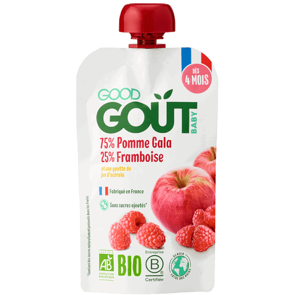Good Goût Gourde de fruits pomme framboise 120g 4m+
