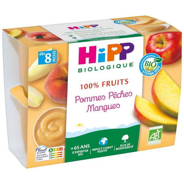 Hipp 100% Fruits Pommes Pêches Mangues 8 Mois +