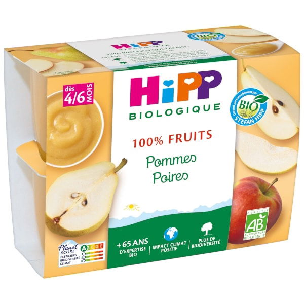Hipp 100% Fruits Pommes Poires dès 4/6 Mois