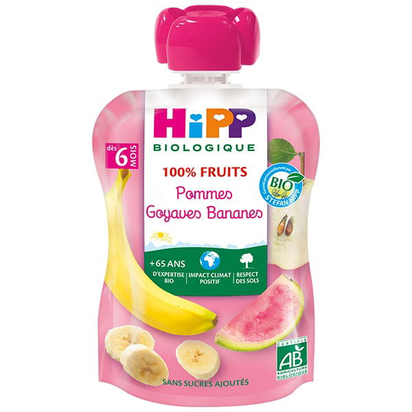 Hipp Bio 100% Fruits Gourde Pommes Goyaves Bananes +6m 90g