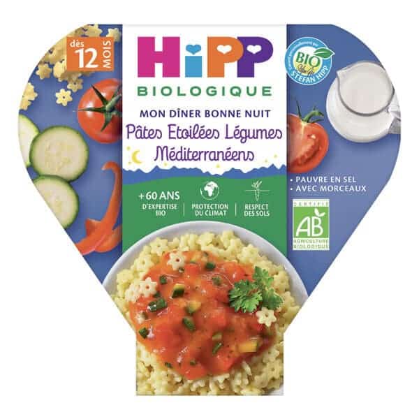Hipp Bio Pâtes légumes méditerranée mon diner bonne nuit 12m+