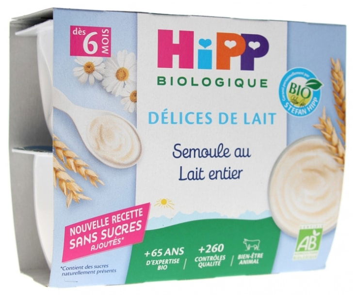Hipp Délices de Lait Semoule au Lait Entier dès 6 Mois Bio