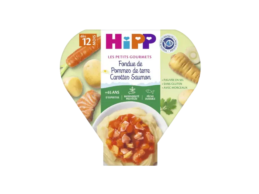 Hipp Fondue de Pommes de terre Carottes Saumon 12m+