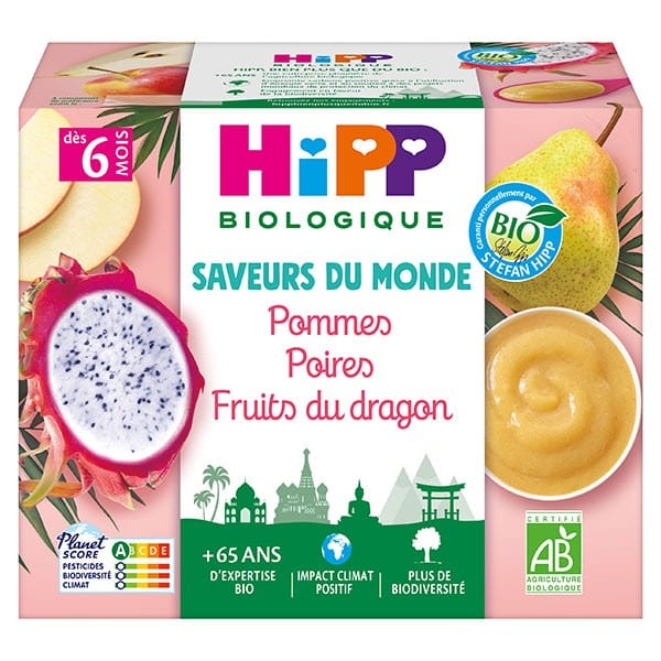 Hipp Pommes Poires Fruits du Dragon dès 6 Mois