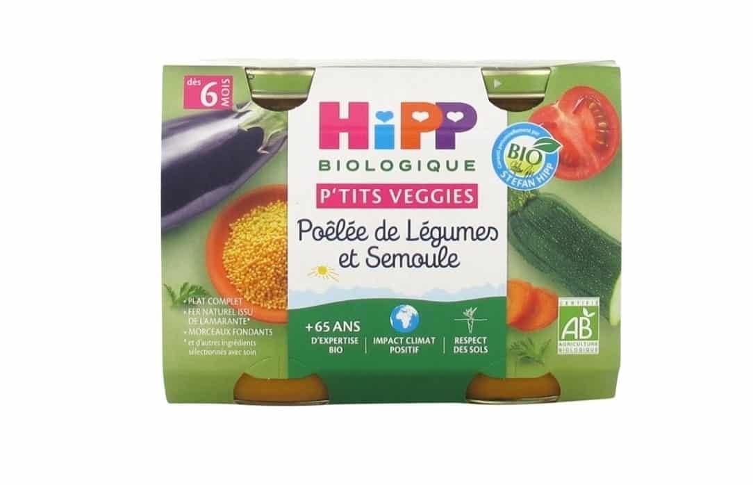 Hipp P’tits Veggies Poêlée de Légumes et Semoule dès 6 mois Bio 2x190g